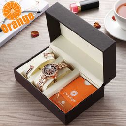 ORANGE Brand 1 Set Top luxury Japan MIYOTA 360 Rotating Petals Women Watches Ladies Gifts Stainless Steel Waterproof Watches 210527