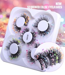 5 Pairs 8D Fluffy Sequined False Eyelashes Fluorescent Faux 3D Mink Eyelash Soft Comfortable Lashes Extension Makeup