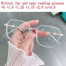bifocal glasses UK - Sunglasses Transition Pochromic Bifocal Glasses Women Men Multifocal Reading Eyeglasses Presbyopic Frame NX