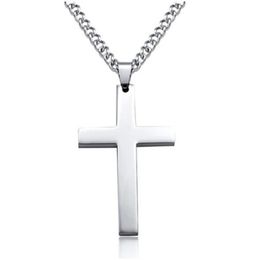 New Cross Necklace & Pendants For Men Stainless Steel Gold Colour Male Pendant Necklaces Prayer Jewellery Friend Gift