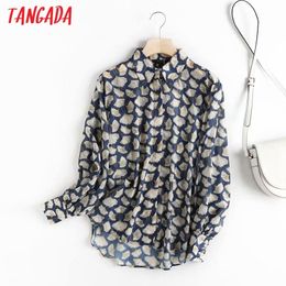 women leaf print high quality blouse long sleeve chic female office lady elegant shirt blusas femininas 4C62 210416