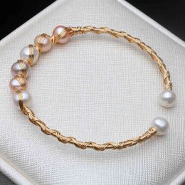 Real Natural Fresh Water Round Pearl Handmade Adjustable Bracelet Women Wedding Engagement Party Fine Jewellery