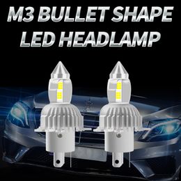 M3 Bullet Shape LED Headlight H4 H4L Universal Car Lamp High Beam Bulb 6500K Lights