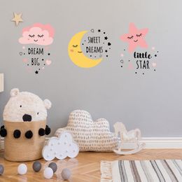 Wall Stickers Sticker English Moon Stars Living Room Bedroom Kids Background Creative Decorative Decal
