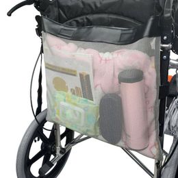 Storage Bags Durable Polyester Mesh Cloth Wheelchair Bag Backpack For The Back With Pockets Mobility Devices Accessory