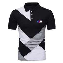 Men's Polos Summer 2021 Power Printing Comfortable T-shirt Short Sleeve Shirt Fashion High Street Stitching Tops Tee