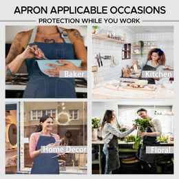 Aprons Kitchen Denim Apron Men Women With Pocket Chefs Cooking Adjustable Baking Black Blue Simple Uniform Water Proof Dropship262P