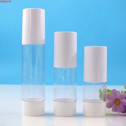 500 x 15ML 30ML 50MLPortable Refillable Cosmetic Airless Bottles Plastic Treatment Pump Lotion Containers with whiteLidshigh qualtity