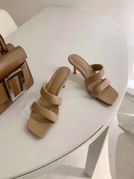 stylishbox_T21051602 beige/weiße Sandalen-Sandalen mit 6 cm hohen Absätzen, Riemchen, echtes Leder, Kalbsleder, sexy, lässige Sommerschuhe im koreanischen Design