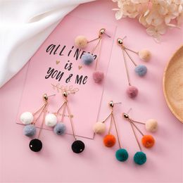 Stud Modern Women's Earrings 2021 Colourful Hairball Long Tassel Women Korean Fashion Cute Female Jewellery Accessories