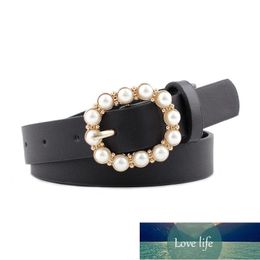 Fashion Pearl Decorative Belt Ladies Belt Round Pin Buckle Pearl Belts Women's Casual Solid PU Leather Thin Belt Factory price expert design Quality Latest Style