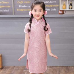 Floral Baby Qipao Girl Dress Chi-Pao Cheongsam Christmas Gift Chinese Kids Lace Dresses Girls clothing Wedding Princess Dress Q0716