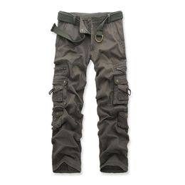 Men's Cargo Pants Casual Multi Pockets Military Tactical Straight Leisure Cotton Long Trousers Combat Clothing 210715