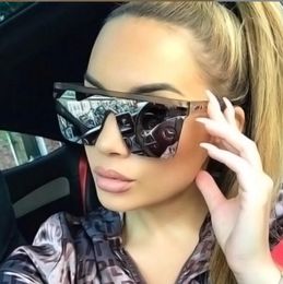 Oversized Sunglasses Women Fashion Mirror vintage Sun Glasses Big Frame Windproof Shades Men Flat Top Driving Goggles UV400 Wholesale