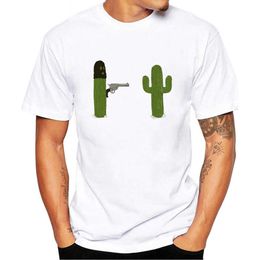 Cactus Funny Men Collar T Shirt Basic Casual T-shirt Men Short Sleeve Tshirt Men Funny Tumblr Graphic Elastic Tee Shirt Y0809