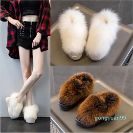 2020 Winter Plus Velvet Cotton Shoes New Snow Boots Ladies Real Hair Leather Inner Increase Dongda Women's Shoes Winter Boots Thick Bottom
