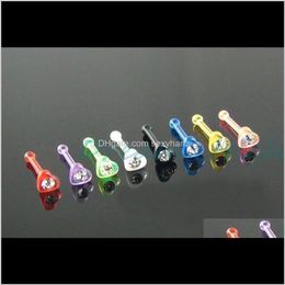 & Drop Delivery 2021 Arrival Uv Acrylic Heart Studs Piercing Nose Rings Fashion Body Jewellery Promotional Hbl5I