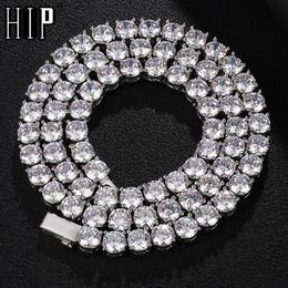 HIP HOP 3/4/5/6MM Bling Iced Out Copper Zircon Tennis Chain Charm Long link Chain Necklace For Men Jewellery X0509