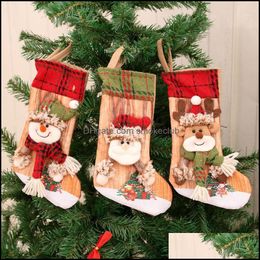 Christmas Decorations Festive & Party Supplies Home Garden Three-Nsional Printed Stocking Gift Bag Old Man Snowman Xmax Ornaments Childrens