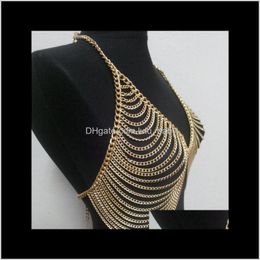 Jewellery Drop Delivery 2021 Belly Chains Europe And United States Golden Multi-Layer Tassel Long Body Chain 40Bai