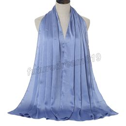 Pleated Crinkle Crepe Satin Chiffon Scarf Hijabs Luxury Women's Head Wraps Plain Shawl High Quality Long Foulard Scarves Echarpe