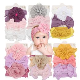3 Pcs/Set Baby Hair Accessories Soft Nylon Kids Headbands Hairband For Girls Bows Flower Newborn Infant Turban Baby Headband