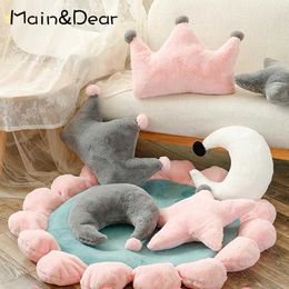 Lovely Sofa Pillow Cushion Bedside Backrest Crown Plush Pillow Living Room Girl Decorative Pillow Bedroom For Birthday Present 210716