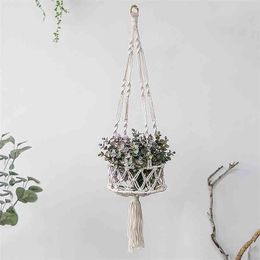 Macrame Hanging Planter Flower Pot Basket Garden Pots Planters Balcony Decorations Plant Suspension Indoor Outdoor Home Decor 210922