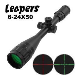 -Leapers 6-24x50 AOL Caça Escopo Óptica Riflescope Mil Dot Bloqueio Redefinindo Riflescopes para Rifle Air Guns Reflexos Reflexos