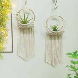 Other Garden Supplies Macrame Hanging Planter Indoor For Air Plant Tillandsia Small Plants Bohemian Home Decorative Room Decor Jungle