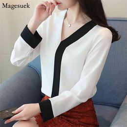 Fashion Chiffon Women Blouse Office Lady s Blouses Long Sleeve V-neck Shirt Elegante Casual Tops D826 30 210512