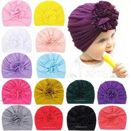 15 Styles Cute Infant Toddler Hat Unisex Hand-made Flower Knot Turban Cap Kids Headbands Caps Baby Soft Cotton Hairband Hats