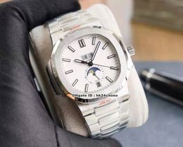 High Quality Watches 5726/1A-010 Annual Calendar CAL.324 Autoamtic Mens Watch White Dial Stainless Steel Bracelet Sports Gents Wristwatches