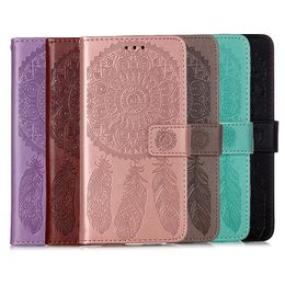 Imprint Datura Flower Leather Wallet Cases For Samsung S22 PLUS S21FE A22 5G A13 A32 S21 Ultra Dreamcatcher PU Lace Holder ID card stand Flip Covers