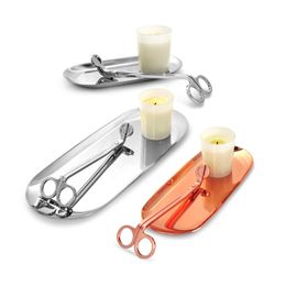 Candle Accessory Set Scissors Cutter Wick Trimmer Wicks Snuffer Storage Tray Plate Candles Care Tools Gift for Lovers CGY50