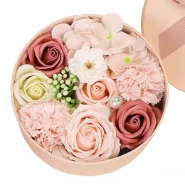 DHL FREE Valentine's Day Gift Toy Round Artificial Soap Flower Gift Box For Girl Friend Mother YT199503