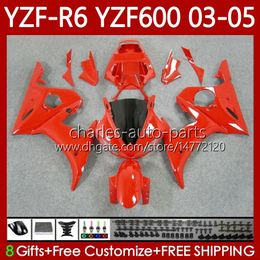 Body Kit For YAMAHA YZF-R6 YZF600 YZF R6 600CC Glossy Red 2003-2005 Cowling 95No.220 YZF R 6 YZFR6 03 04 05 Bodywork YZF-600 600 CC 2003 2004 2005 Motorcycle Fairing