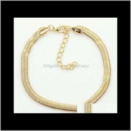 Anklets Drop Delivery 2021 Fashion Accessories Gold Chain Anklet, Herringbone Adjustable Charm Anklet,Ankle Leg Bracelet,Foot Jewelry Us5Iv