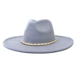 9.5cm Wide Brim Fedora Hats For Women Felted Jazz Hat Panama Church Wedding Dress Hat Sombreros De Mujer