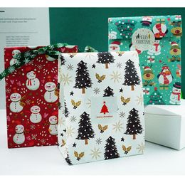 New Christmas Gift Packaging Bag Snowman Tree Penguin Food Bag DIY Baking Snack Bag Kraft Paper Flat Pocket