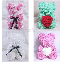 Rose Flower Bear Valentine's Day Mother's Day Birthday Gifts Roses Bears With Gift Box Bar Party Decoration Flowers Ornaments BH5655 WLY