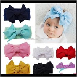Baby Girls Nylon Solid Colour Bowknot Band Kids Soft Headband Headdress Turban Head Wraps Gv7Ad Accessories Lrdsc