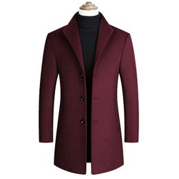 Casacos masculinos de mistura de lã outono inverno cor sólida jaqueta de alta qualidade roupas luxuosas de marca