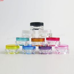 100 x 3g Mini Travel Refillable plastic cosmetic make up cream jar sample display square bottle Containers PS materialgoods qty