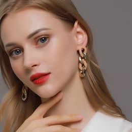 Punk personality chain tassel earrings women's long exaggerated contrast Colour earrings