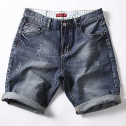 SHAN BAO Straight Loose Lightweight Brand Denim Shorts Summer Classic Style Young Men's Large Size Fashion Jeans Blue 210531