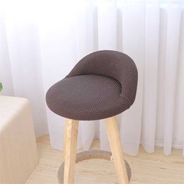 JHWarmo Non-slip el Bar Chair Cover Restaurant Cotton Fabric Stretch Dining Household Seat Brown High Stool 211105