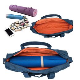 Canvas Yoga Mat Bag Fitness Gym Bags For Women Training Gymtas Sports Tas Shouder Pilates Yoga Mat Carrier Bag Solid XA24WA Y0721