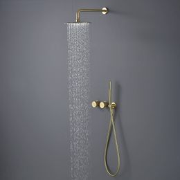 Brushed gold Showers column set faucet shower bathroom system Rainfall shower furniture set showers mixer 10inch showerhead