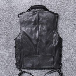 Men's Vests 2021 Black Motorcycle Style Genuine Leather Vest Men Plus Size 3XL Real Natural Cowhide Slim Fit Short Spring Biker's Coat